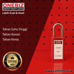 ONEBIZ Long Body Safety Padlock Red OB 14-BDG81-B 6D×38H mm Steel shackle 75mm long body B type KD with 2 key