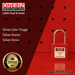 ONEBIZ Small Padlock Red OB 14-BDG300 4.7D×25H mm Steel shackle 34mm short body D type KD with 2 key
