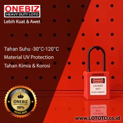 ONEBIZ Thin Nylon Shackle Safety Padlock Red OB 14-BDG71N-B 4D×38H mm Thin Nylon Shackle B type KD with 2 key
