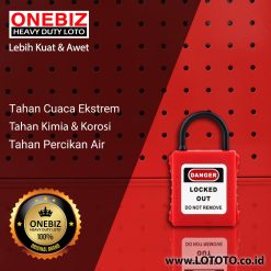 ONEBIZ Thin Short Nylon Shackle Safety Padlock Red OB 14-BDG71ND-B 4D×20H mm Thin Nylon Shackle B type KD with 2 key