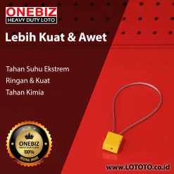 ONEBIZ Square Plastic Seal Lock OB 14-BDQF02-1 ABS Material 1.8mm Dia*300mm Length Steel Cable Yellow