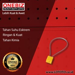 ONEBIZ Square Plastic Seal Lock OB 14-BDQF02-1 ABS Material 1.8mm Dia*300mm Length Steel Cable Yellow