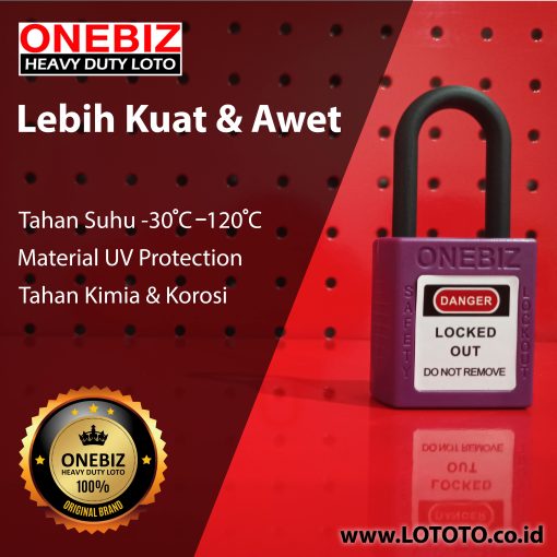 ONEBIZ Compact Safety Electrical Padlock Purple OB 14-BDG18U Thermoplastic Safety Padlock