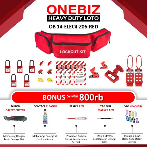ONEBIZ OB 14-ELEC4-Z06-RED Lototo (Lock Out Tag Out Try Out) Set