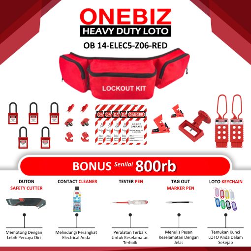 ONEBIZ OB 14-ELEC5-Z06-RED Lototo (Lock Out Tag Out Try Out) Set