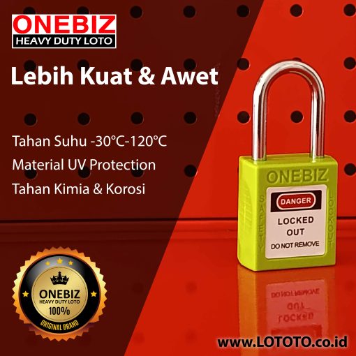 ONEBIZ Compact Safety Padlock Green OB 14-BDG04U Thermoplastic Safety Padlock