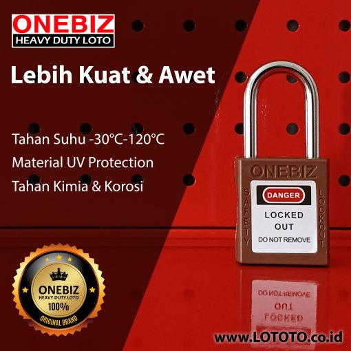 ONEBIZ Compact Safety Padlock Brown OB 14-BDG09U Thermoplastic Safety Padlock