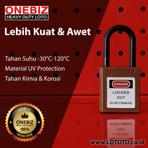 ONEBIZ Compact Safety Electrical Padlock Brown OB 14-BDG19U Thermoplastic Safety Padlock