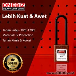 ONEBIZ Long Nylon Shackle Safety Padlock Brown OB 14-BDG39 Thermoplastic Safety Padlock