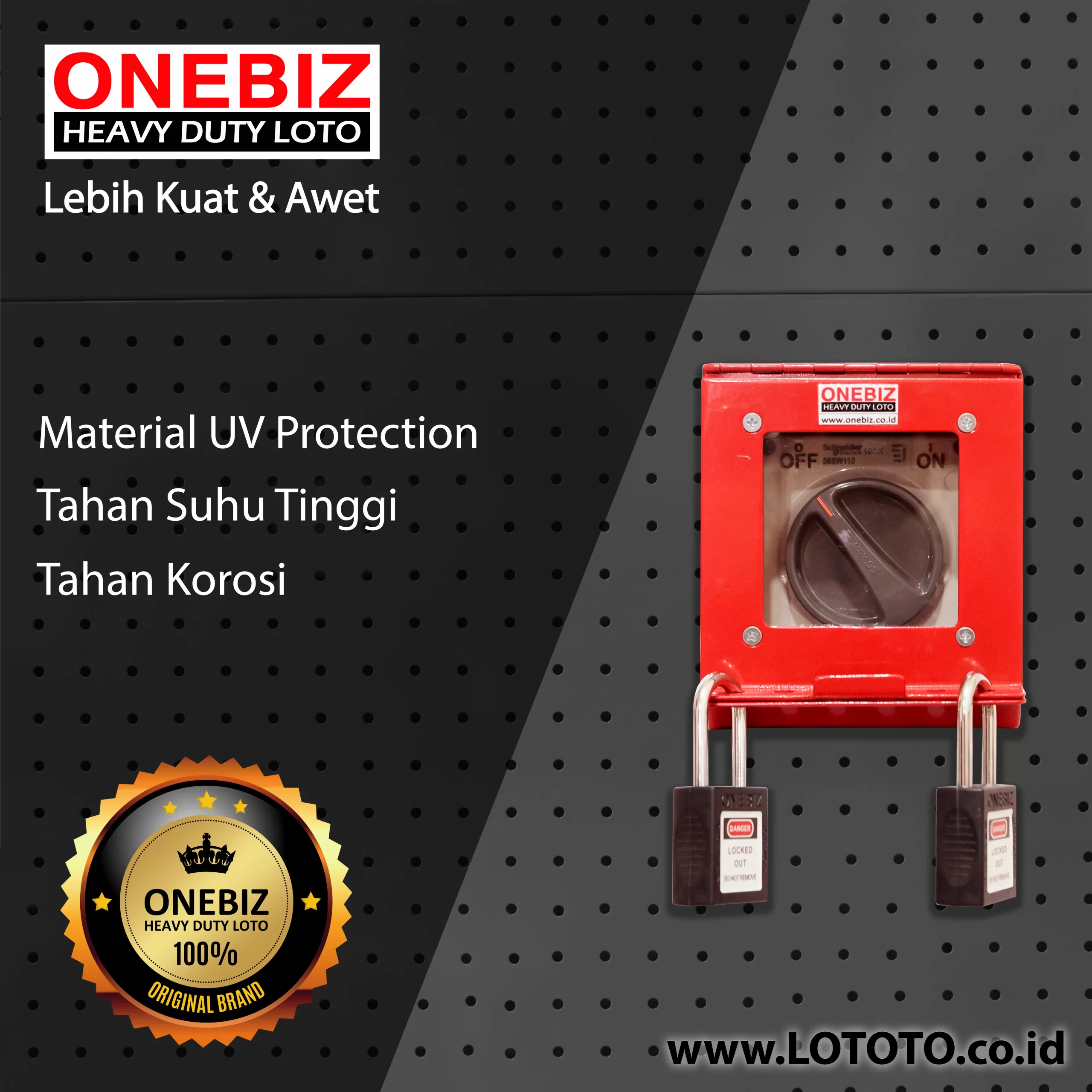ONEBIZ Heavy Duty LOTO Box Single Device OB04 Loto Box Safety Device Heavy Duty + Switch Button + Padlock