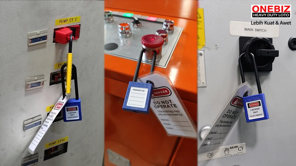 Gembok Lockout (Safety Padlock) ONEBIZ untuk mengunci sumber energi