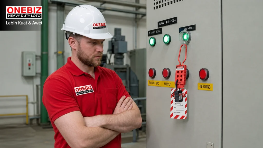 Loto Device Electrical Stop Push Button ONEBIZ untuk Mengunci sumber energi