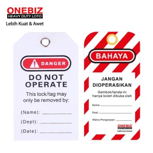 Label Peringatan Lockout (Lockout Tag) ONEBIZ untuk mengunci sumber energi