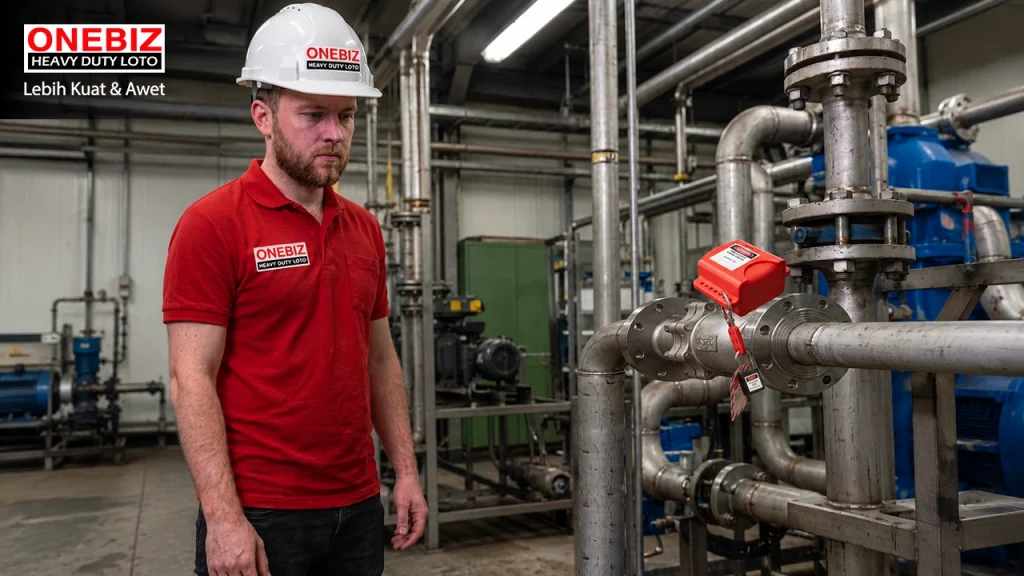 Loto Device Mechanical Flange Ball Valve ONEBIZ untuk Mengunci sumber energi