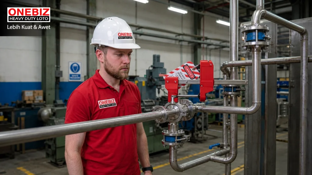 Loto Device Mechanical Sanitary Ball Valve ONEBIZ untuk Mengunci sumber energi